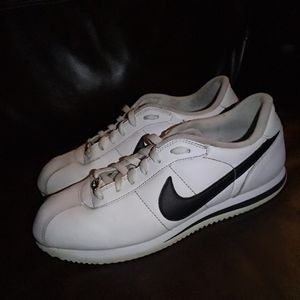 Men's White & Black Nike Cortez Shoes 10.5